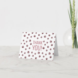 Carte De Remerciements Jolies Empreintes de Patte Pailletées Rose Gold