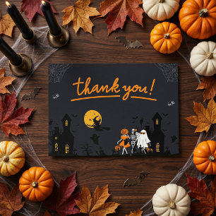 Carte De Remerciements Jolies Filles d'Halloween Squelette Fantôme Citrou