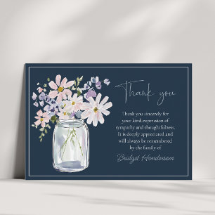 Carte De Remerciements Jolies fleurs aquarelles dans un pot mason funérai