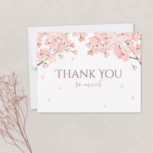 Carte De Remerciements Jolies fleurs roses de cerisier japonais Sakura de