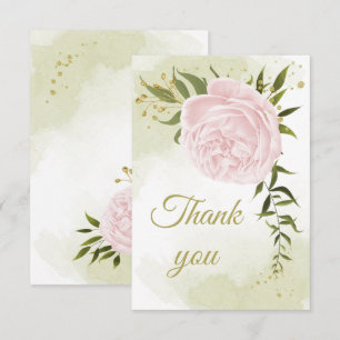 Carte De Remerciements jolies fleurs roses verdure botanique