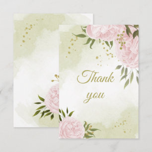 Carte De Remerciements jolies fleurs roses verdure botanique