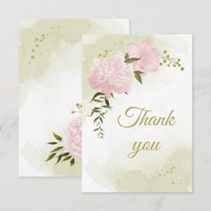 Carte De Remerciements jolies fleurs roses verdure botanique