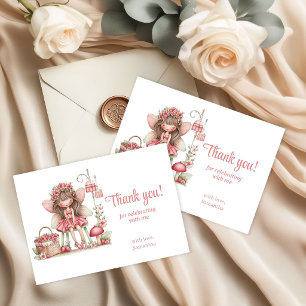 Carte De Remerciements Jolies Fleurs Rougissantes de Fée 5ème Anniversair