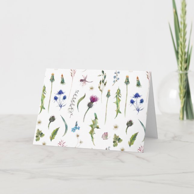 Carte De Remerciements Jolies Fleurs Thistler Dragonfly Design (Devant)