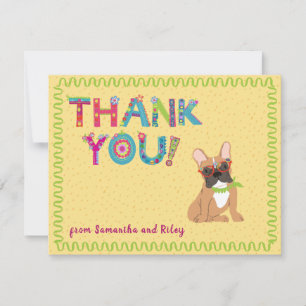 Carte De Remerciements Jolies lettres florales de Bulldog français