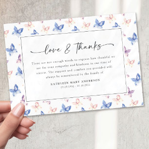 Carte De Remerciements Jolies papillons Lilac Blue Sympathy Funérailles