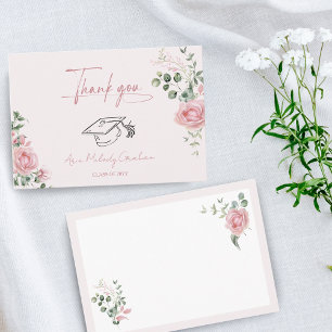 Carte De Remerciements Jolies roses roses pour la remise de diplôme fémin
