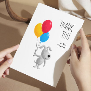 Carte De Remerciements Jolis Ballons d'Anniversaire de Chien de Dessin An