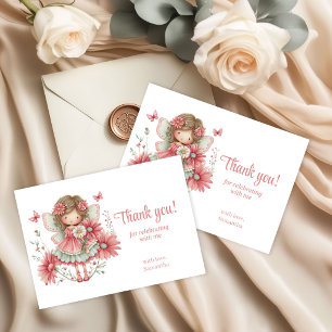 Carte De Remerciements Jolis Caprices Fée Fleurs Roses 2ème Anniversaire
