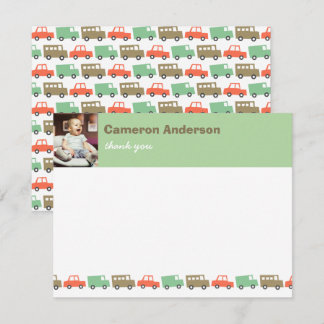Carte De Remerciements Jolis jouets de transport rétro pour garçons, cart