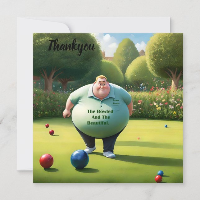 Carte De Remerciements Jolly Lawn Bowler Man, (Devant)