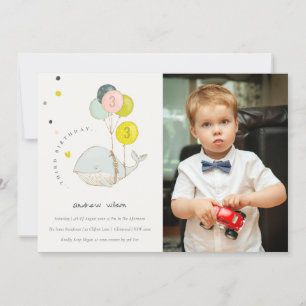 Carte De Remerciements Jote Baleine sous-marine Photo Anniversaire de enf