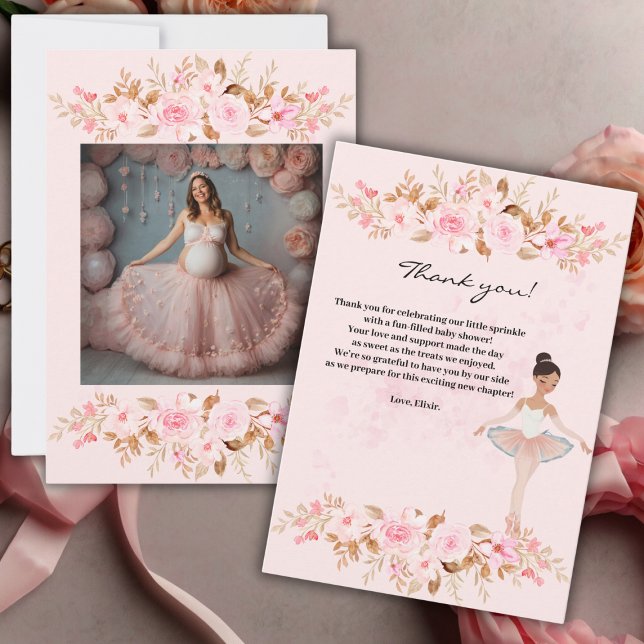 Carte De Remerciements Jote Modern Little Ballerina Baby shower photo (Créateur téléchargé)