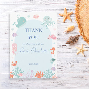 Carte De Remerciements Jouer Aqua sous l'eau Animaux de l'océan bébé