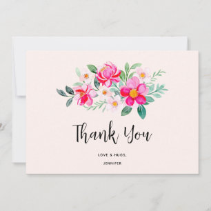 Carte De Remerciements Jouer Joli Bouquet de Fleur Rose