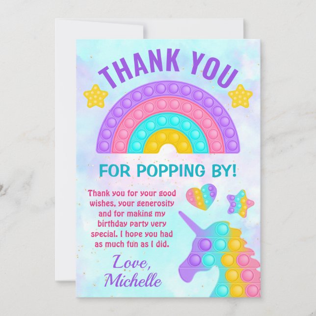Carte De Remerciements Jouet anti-stress Pastel Rainbow Pop It pour anniv (Devant)