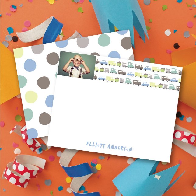 Carte De Remerciements Jouets Jouets Amusants Rétro Transport Photo Enfan (Boys Toys Fun Retro Transport Photo Kids Thank You Stationery Note Card @ fatfatin_mini_me)