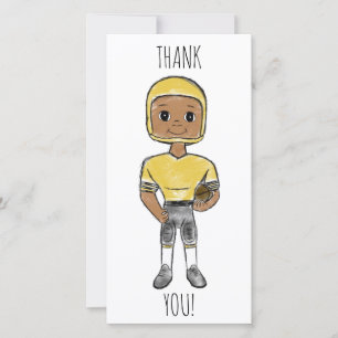 Carte De Remerciements joueur de football vintage rétro noir jaune simple