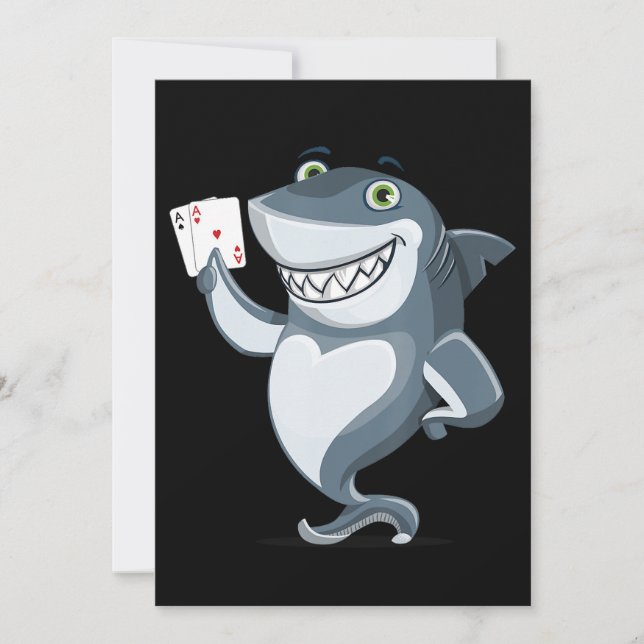 Carte De Remerciements Joueur de poker requin - Cadeau drôle de poker (Devant)