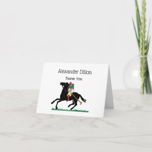 Carte De Remerciements Joueur de polo vintage sur poney de polo