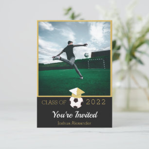 Carte De Remerciements Joueur de soccer Moderne Photo graduation invitati
