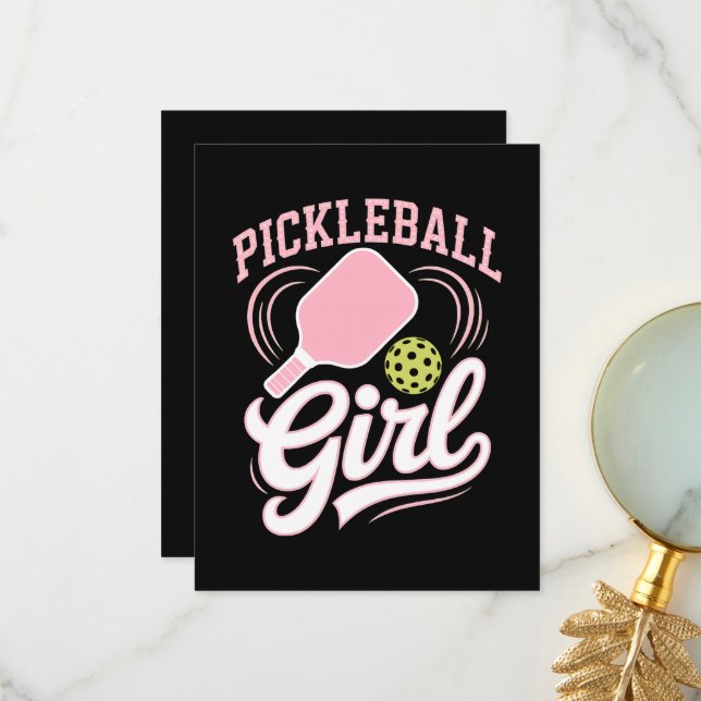 Carte De Remerciements Joueuse de pickleball fille (Devant/Arrière en situation)