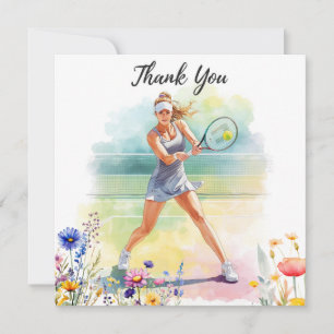 Carte De Remerciements Joueuse de tennis joue au tennis