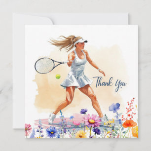 Carte De Remerciements Joueuse de tennis joue au tennis