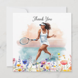 Carte De Remerciements Joueuse de tennis joue au tennis