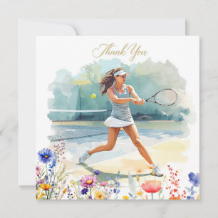 Carte De Remerciements Joueuse de tennis joue au tennis