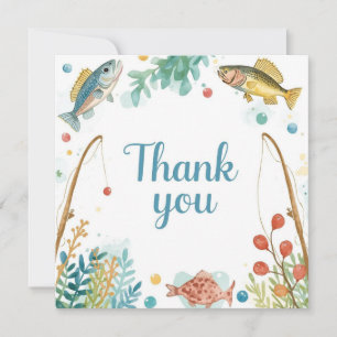 Carte De Remerciements Jour d'anniversaire de pêche sur le thème du plais