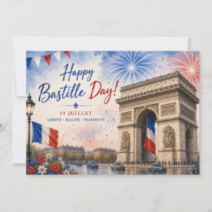Carte De Remerciements Jour de la Bastille Arc de triomphe Paris France f