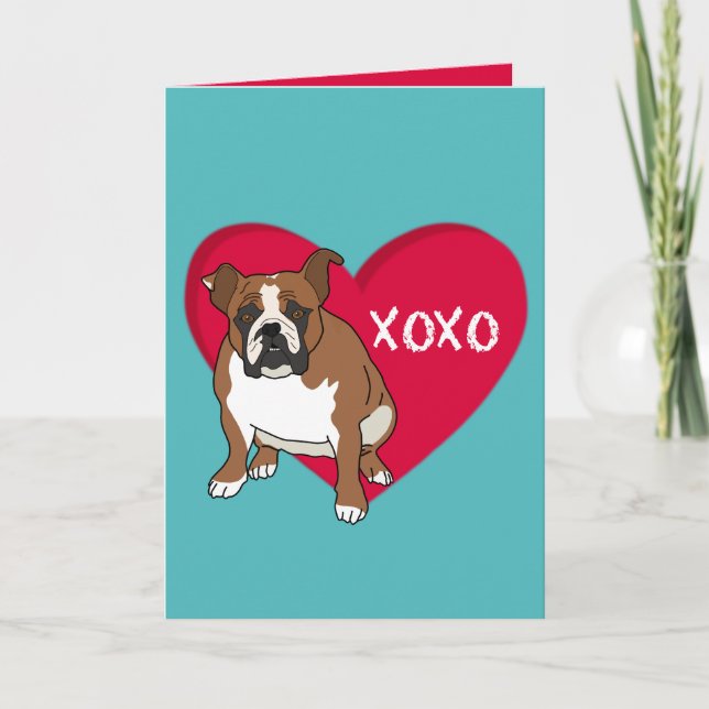 Carte De Remerciements Jour des Valentines de Bulldog (Devant)