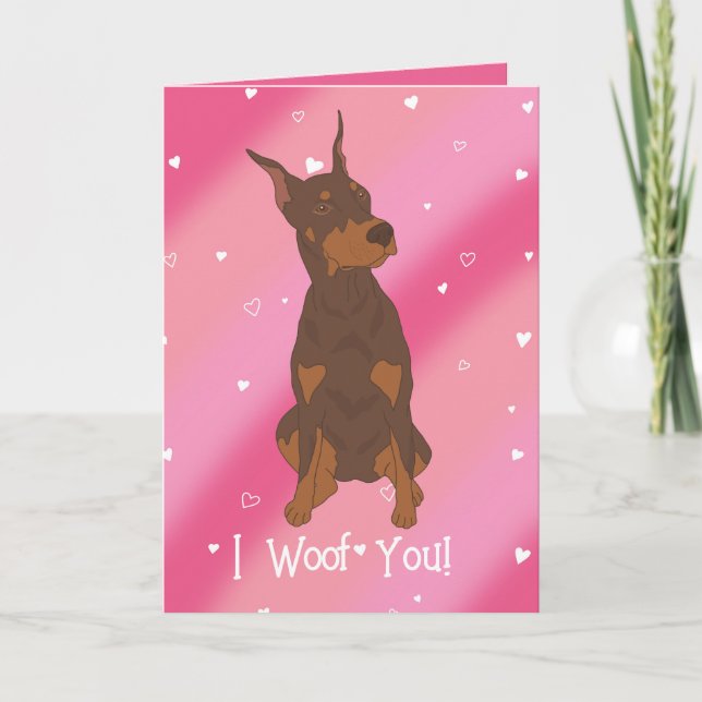 Carte De Remerciements Jour des Valentines de Doberman Rouge Pinscher (Devant)