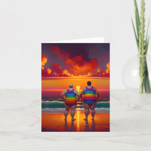 Carte De Remerciements jour gay lgbtq à la plage l'amour est l'amour arcs