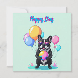 Carte De Remerciements Jour heureux bouledogue français Bouledogue frança