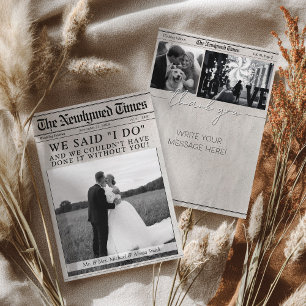 Carte De Remerciements Journal unique Mariage marié à la lettre Multiphot