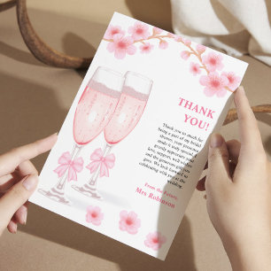 Carte De Remerciements Journée de mariage aux pétales florales à ruban ro