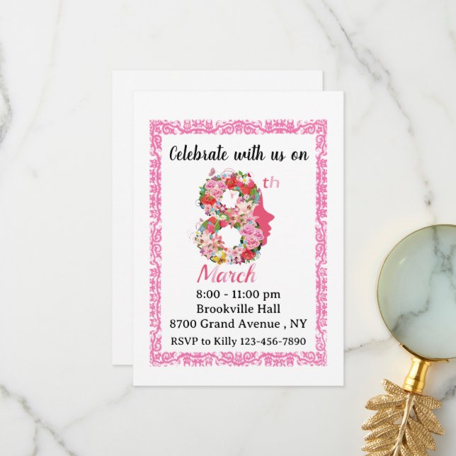 Carte De Remerciements Journée internationale de la femme 08 2024 Invitat (Devant/Arrière en situation)