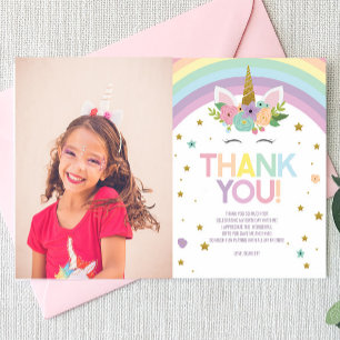 Carte De Remerciements Journée Magique Licorne et Anniversaire de Licorne