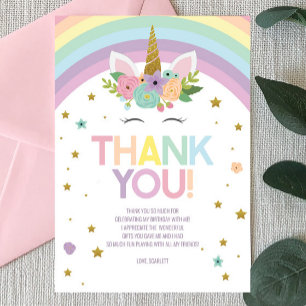 Carte De Remerciements Journée Magique Licorne et Anniversaire de Rainbow