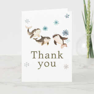 Carte De Remerciements Joyeuse fête d'anniversaire baleine arctique hiver