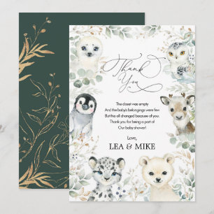 Carte De Remerciements Joyeuse Fête de Bébé sur le thème de l'Hiver Neutr