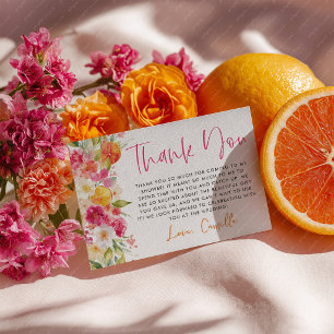 Carte De Remerciements Joyeuse Fête de Mariage Florale Citronnée