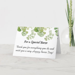 Carte De Remerciements Joyeuse Fête des Infirmières Fleur Florale Verte A