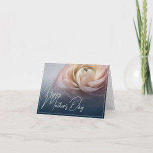 Carte De Remerciements Joyeuse fête des Mères avec une grande rose rose