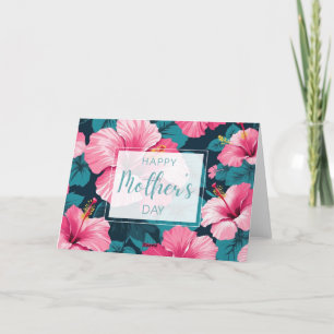 Carte De Remerciements Joyeuse fête des mères Hibiscus Tropical Boho Desi