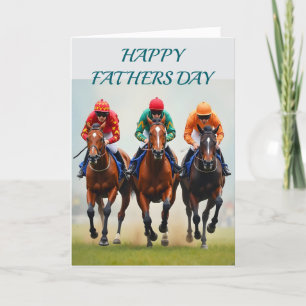 Carte De Remerciements Joyeuse fête des pères avec des chevaux de course