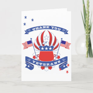 Carte De Remerciements Joyeuse fête des vétérans aigle américain drapeau